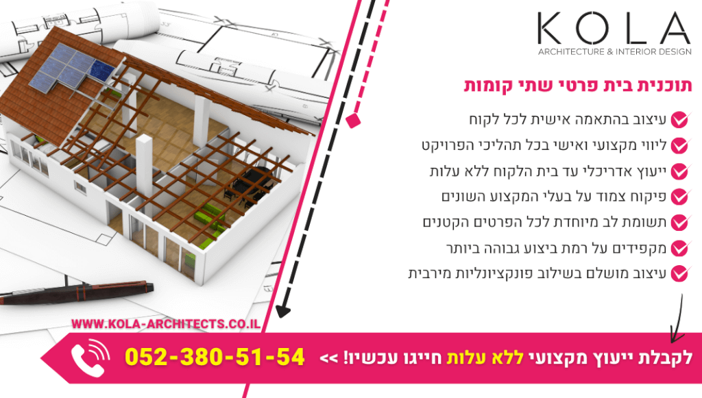 תוכנית בית פרטי שתי קומות מתכננים עם אדריכלים מיומנים של קולה משרד אדריכלות